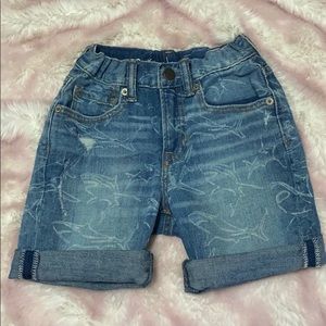 Shark printed distressed denim shorts